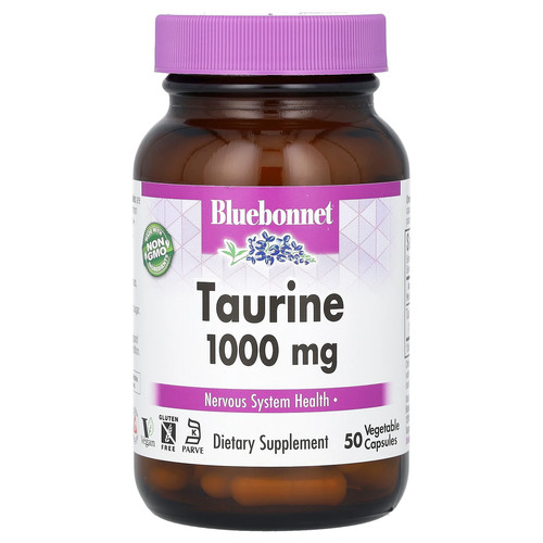 Bluebonnet Nutrition Taurine 1 000 mg 50 Veggie Caps Egg-Free, Fish Free,