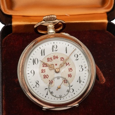 47,7 mm - Antike Herren Taschenuhr Silber 800 Galonné 'PJ' 'G&Sch'