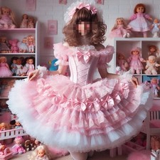 Party Dress Bow Lace Tulle Tiered Ball Gown Pink And White Short Prom Birthday