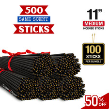 11" Charcoal Incense Sticks 500 Bulk Pack Hand Dipped 5 Bundles Same Scent