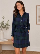 LOFT Outlet Petite Blackwatch Plaid Shirt Dress  Size SP