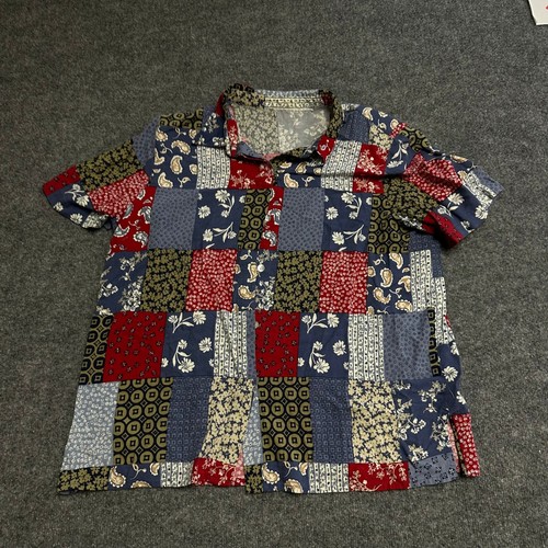 Unbranded Shirt Womens Size XL Multicolor Patchwork Floral Paisley Boho Casual