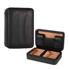 Galiner Travel Cigar Humidor Leather Case with Humidity Packs Bag Portable Ce...