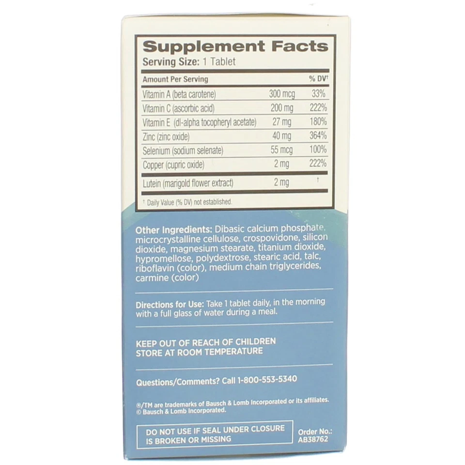 Pack de 3 comprimidos suplementos vitamínicos y minerales para ojos de luteína y luteína Bausch & Lomb,... Foto 3 de 4