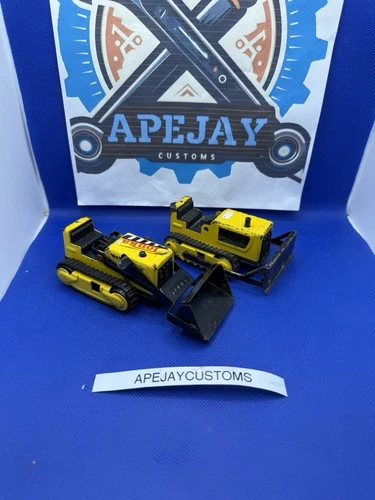 lot of 2 Tonka Bulldozer Mini Front End Loader - Yellow / Black