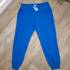 FIGS Technical Collection Blue Jogger Scrub Pants L Pockets Elastic Drawstring
