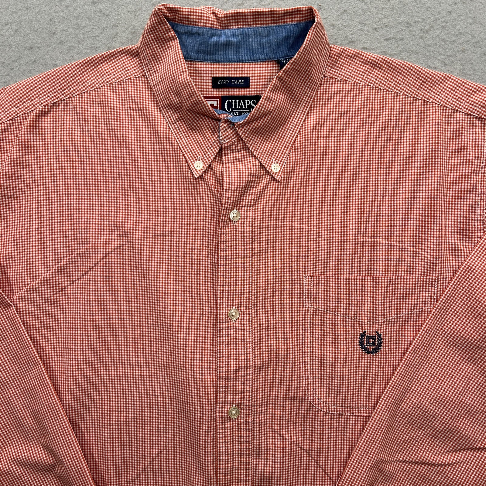 Chaps Men's Button Down Shirt 2XT/2TGL Red Gingham Long Sleeve