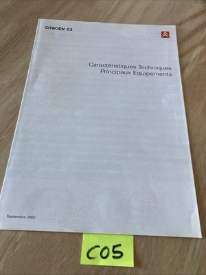 Citroën C3 2003 Technical Specifications And Equipment Brochure