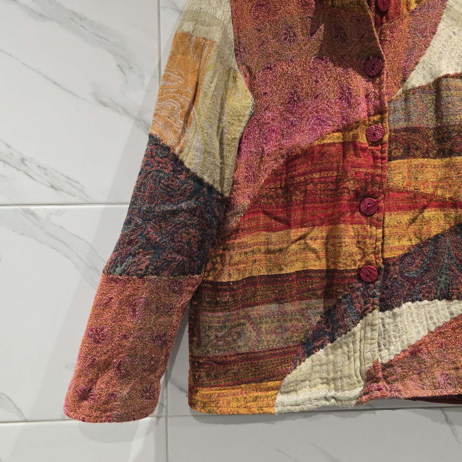 Womens Orvis Patchwork 100%wool Shacket Multicolo… - image 6