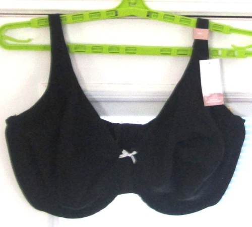 Lane Bryant Cacique Bra 42H Cotton Unlined Full Coverage Black Underwire