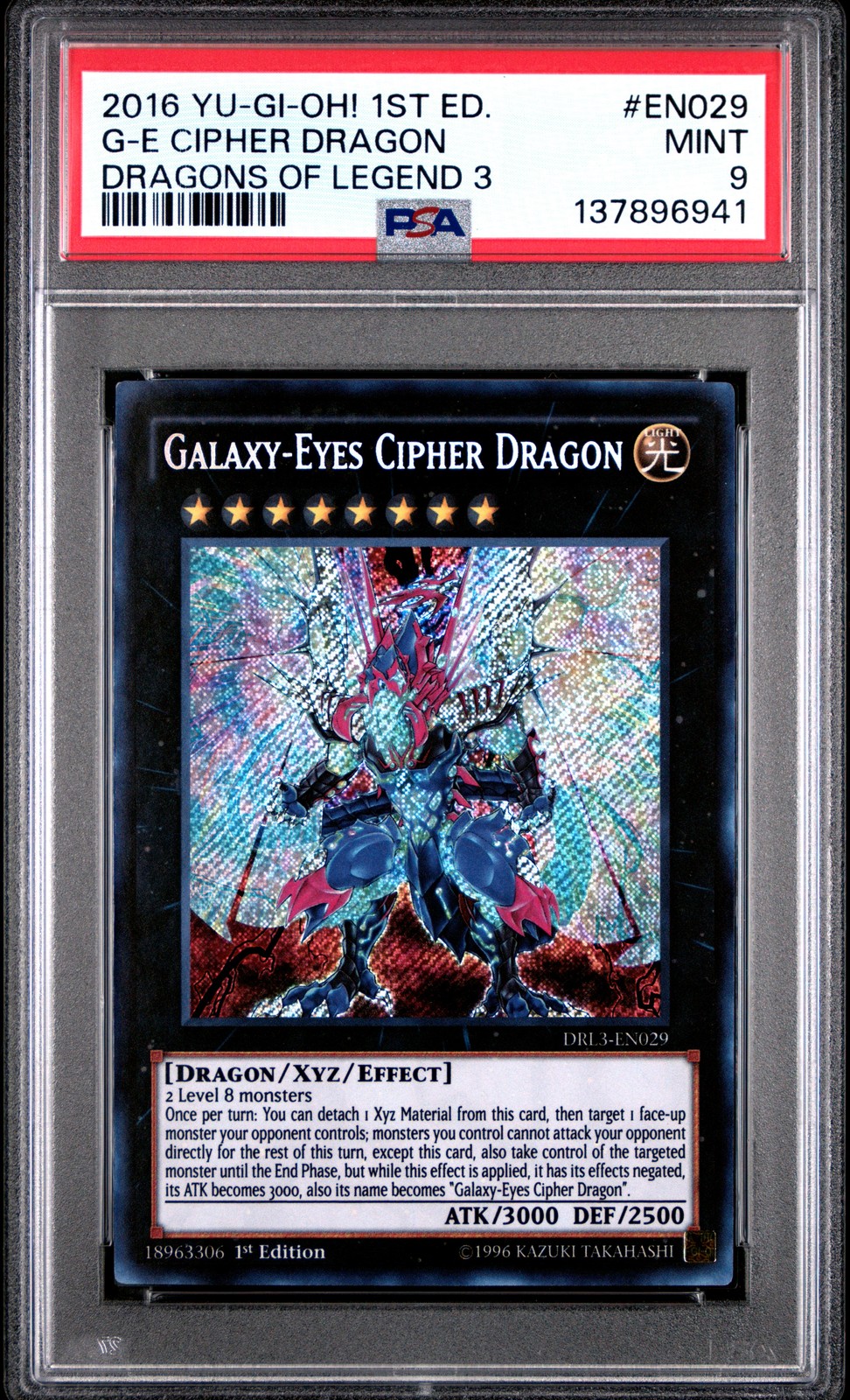 2016 YU-GI-OH! DRAGONS OF LEGEND 3 1ST ED #EN029 GALAXY-EYES CIPHER DRAGON PSA 9