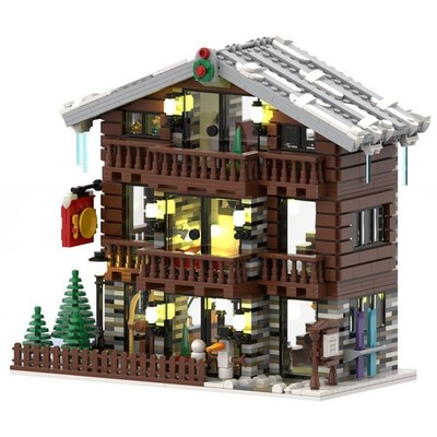 Mocs Bricks Sets Winter Village Swiss Hotel Building Toys Kits MOC-91029