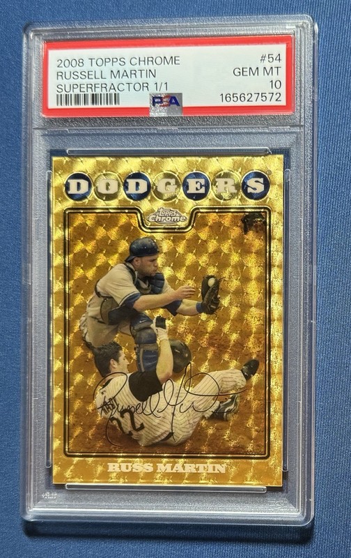 2008 Topps Chrome Russell Martin Superfractor 1/1 Dodgers #54
