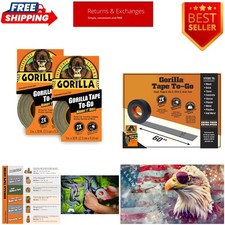 Tape, Mini Duct Tape to-Go, 1" x 10 yd Travel Size, Black, Pack of 2