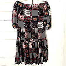 Urban Outfitters Womens Floral Patchwork Dress Puff Sleeve Peasant Cottage Small