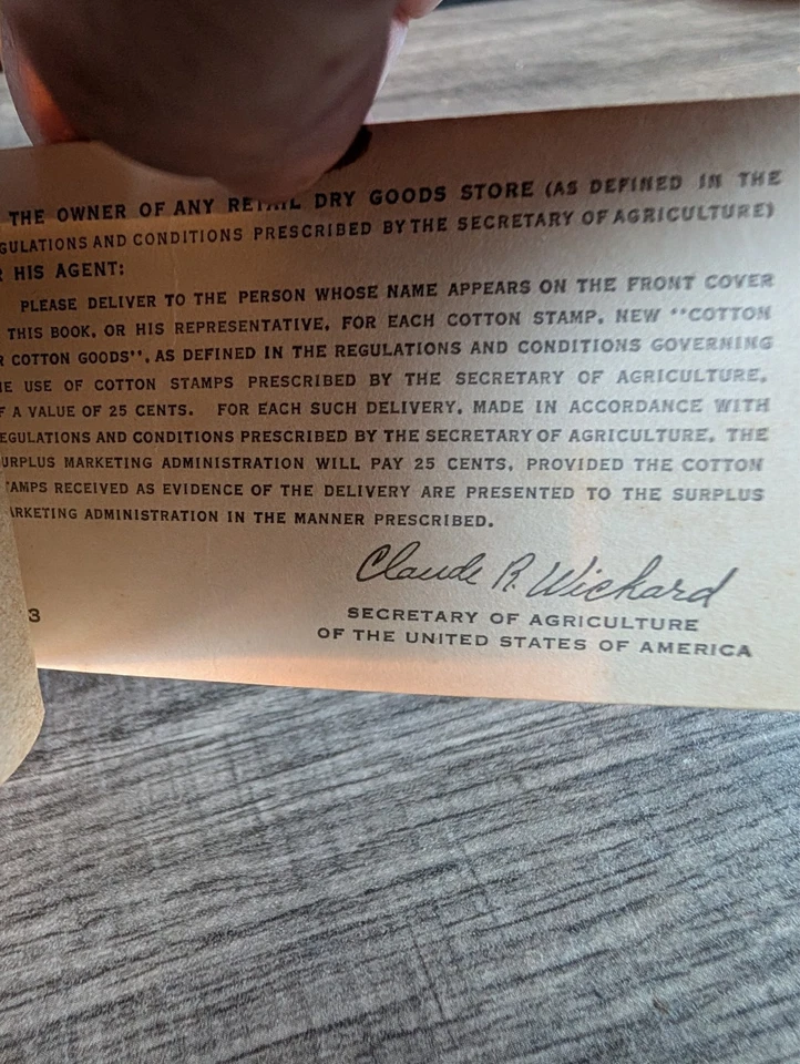 Vintage USDA 25c Cotton Order $1 Stamp Booklet empty - Image 4 of 4