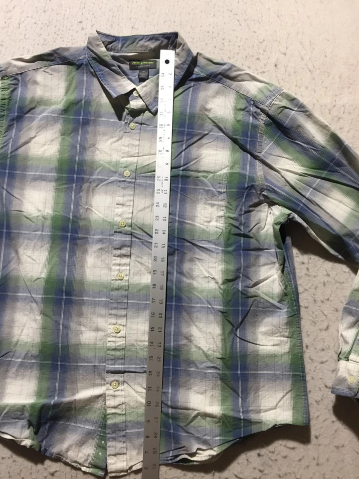 Camisa masculina John Bartlett Consensus botão 2XL verde branca xadrez manga longa - Imagem 4 de 4