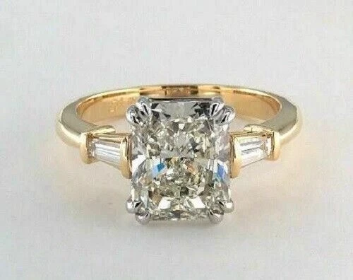 3.60 Ct White Diamond Art Deco Antique Vintage Wedding Ring 14K Yellow Gold FN