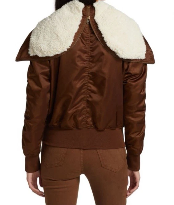 Moletom com capuz Mother feminino tamanho pequeno The Puffer com zíper sentimentos quentes Shearling Bomber - Imagem 3 de 4