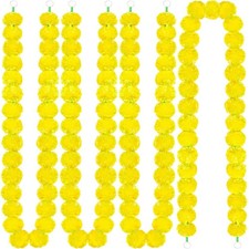 JUNEBRUSHS Marigold Garland, 5 Feet Long Artificial Marigold Flowers Garland ...