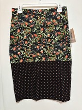 NWT LULAROE Women's size M Multicolor Floral Polka Dot 'Cassie' Stretch Skirt