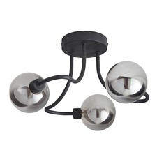 LED Ceiling Light Matt Black 3 Way Globe Smoked Shades Multi Arm Modern