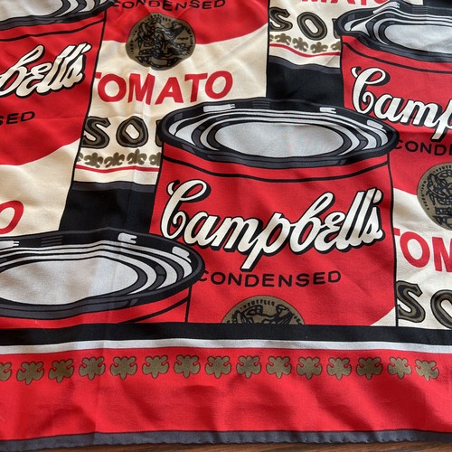 Andy Warhol Foundation 33 x 33 Square Silk Scarf Campbell’s Soup Italy - Picture 13 of 24
