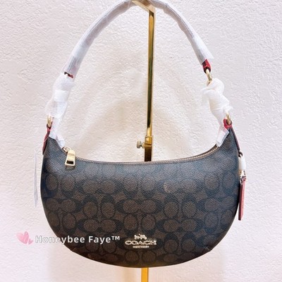 NWT COACH CX811 Payton Hobo Bag In Signature Canvas Walnut/Bold