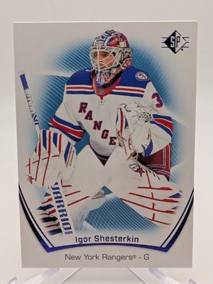   2021-22 UD SP Authentic Blue Parallel Igor Shesterkin #36 New York Rangers