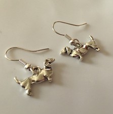 Dog Charm Earrings ,dog Pet Paw Charm Earrings Silver Puppy Animal Canine Doggy