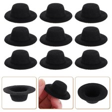 2 Pack Mini Black Formal Hats Snowman Crafts Top Doll Accessories
