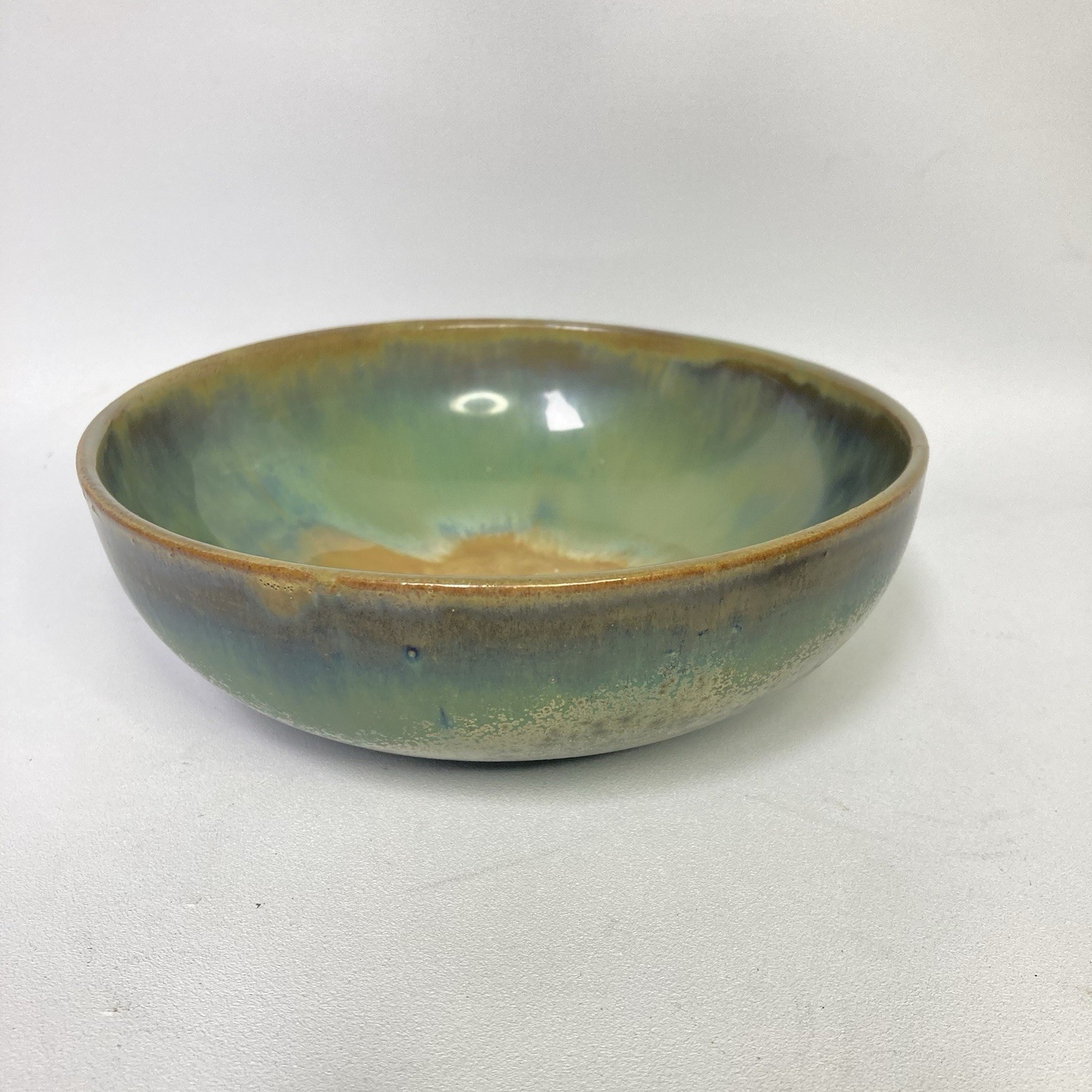 Antique 1909-1917 Fulper Green Flambe Luster Glaze 6" Bowl Art Pottery