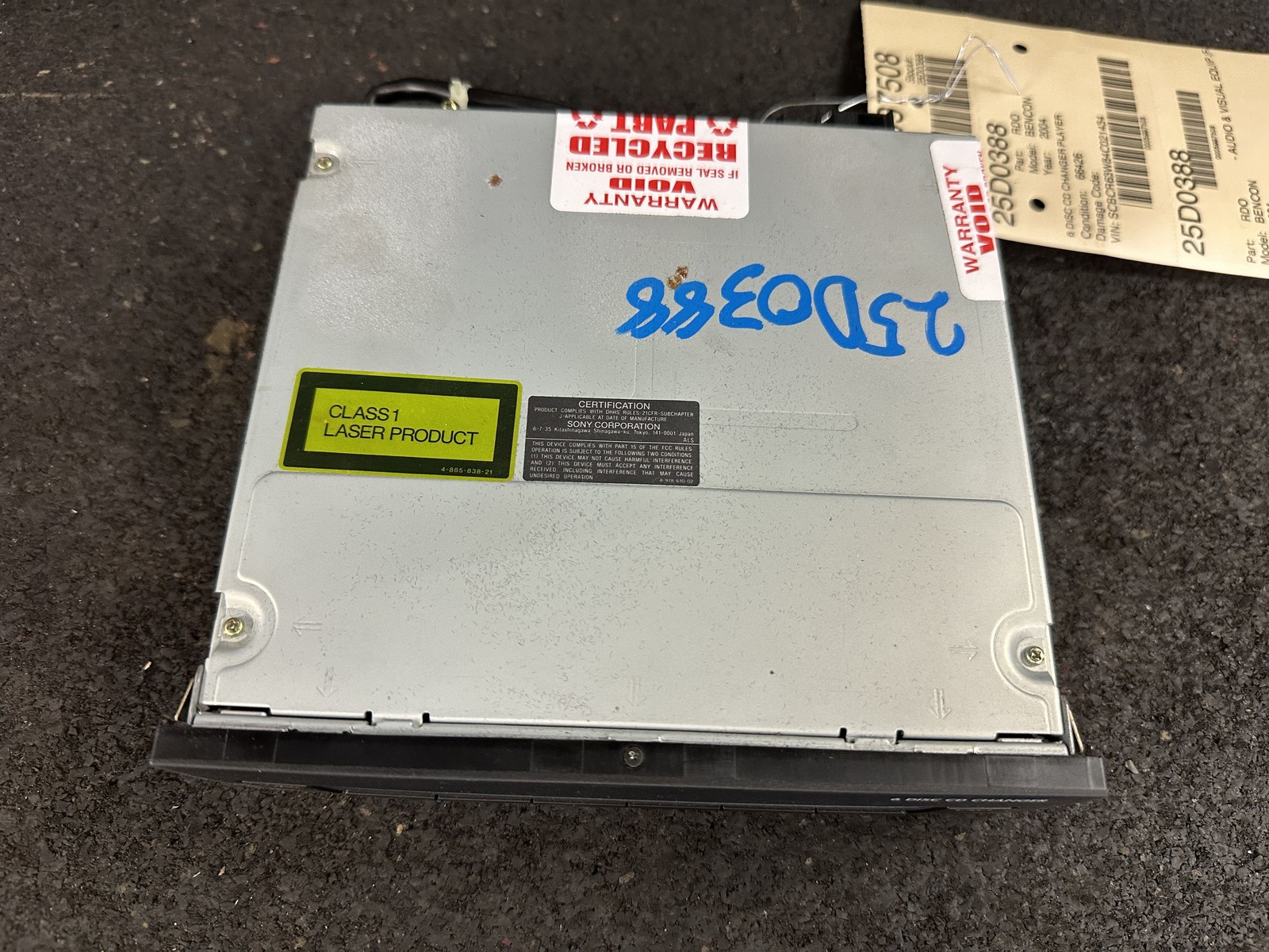 03-10 BENTLEY CONTINENTAL 6 DISC CD CHANGER PLAYER ID 3W0035110