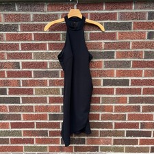 Lulus Black Halter Neck Sleeveless Surplice Hem Bodycon Mini Dress