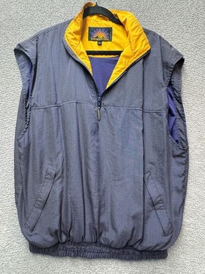 Sun Mountain Vintage Vest L Navy Grid Golf Windbreaker 90s Outdoor