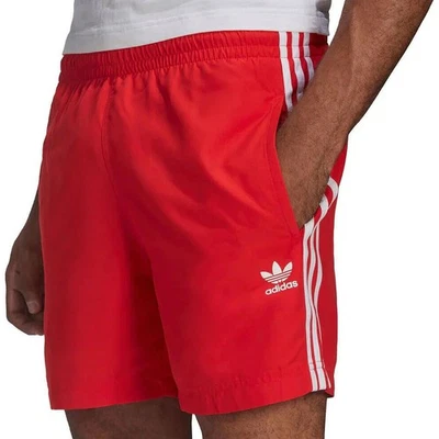 Adidas Original 3 Rayures Board Shorts Homme Shorts de Bain Short Rouge S-XXL - Photo 1/4