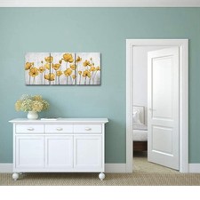 3pc Yellow Flower Canvas Wall Art 12 x16 Feb Sale