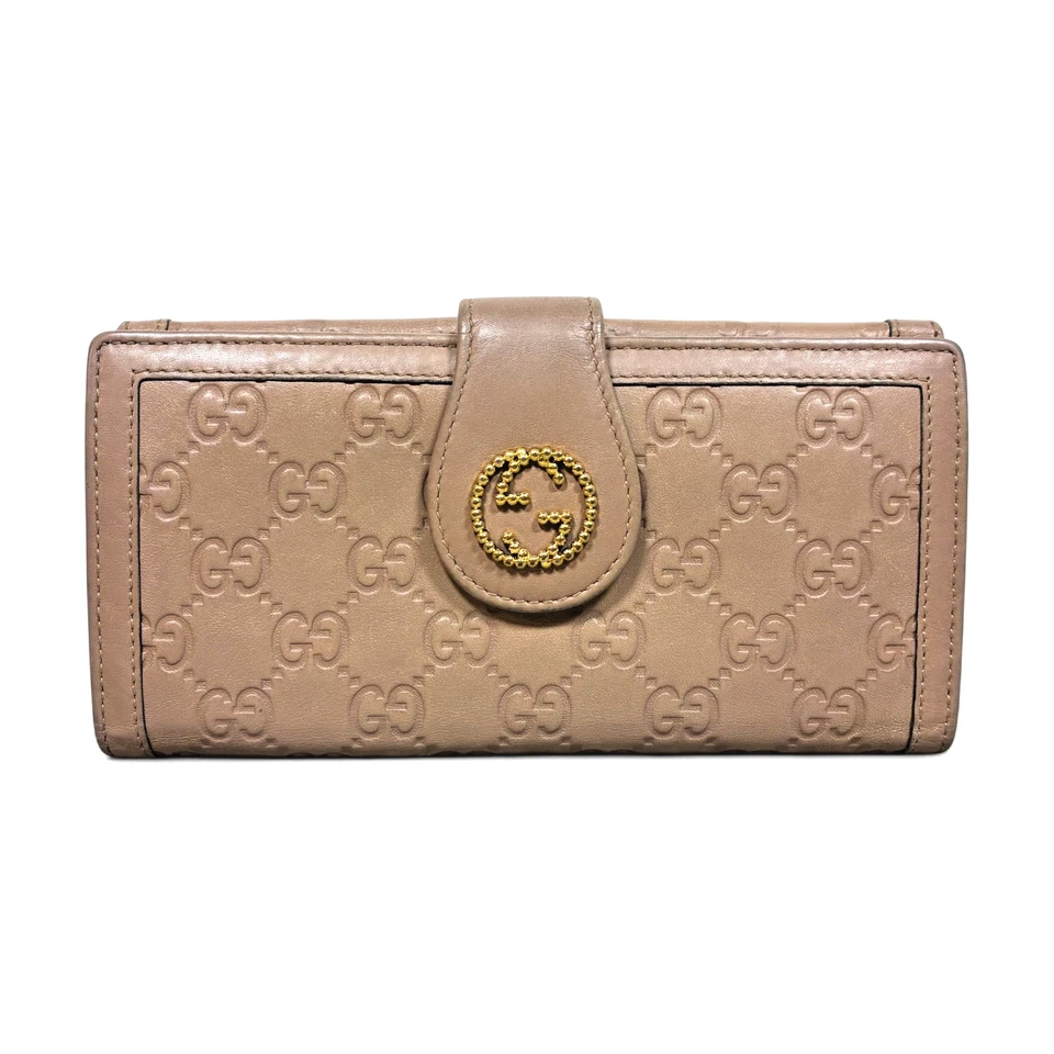 GUCCI Cartera Larga Plegable I 269970 Entrelazada G Guccissima Rosa USADA con Caja Italia Foto 3 de 4