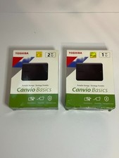 Lot of 2 Toshiba Canvio Basics one 2TB & one 1TB  External Hard Drive Broken
