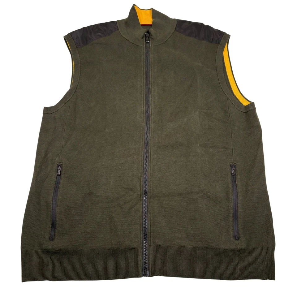 Victorinox Hombres XXL Verde Oliva Tejido Chaleco Cremallera Completa Suéter Sin Mangas Foto 2 de 4