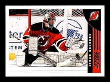 600. 2013-14 score . #299 Johan Hedberg . Red Back Text Parallel panini . PWE