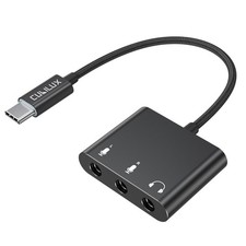 USB C Microphone Adapter with Dual 3.5mm TRS Mic Input  Headphone Monitoring...