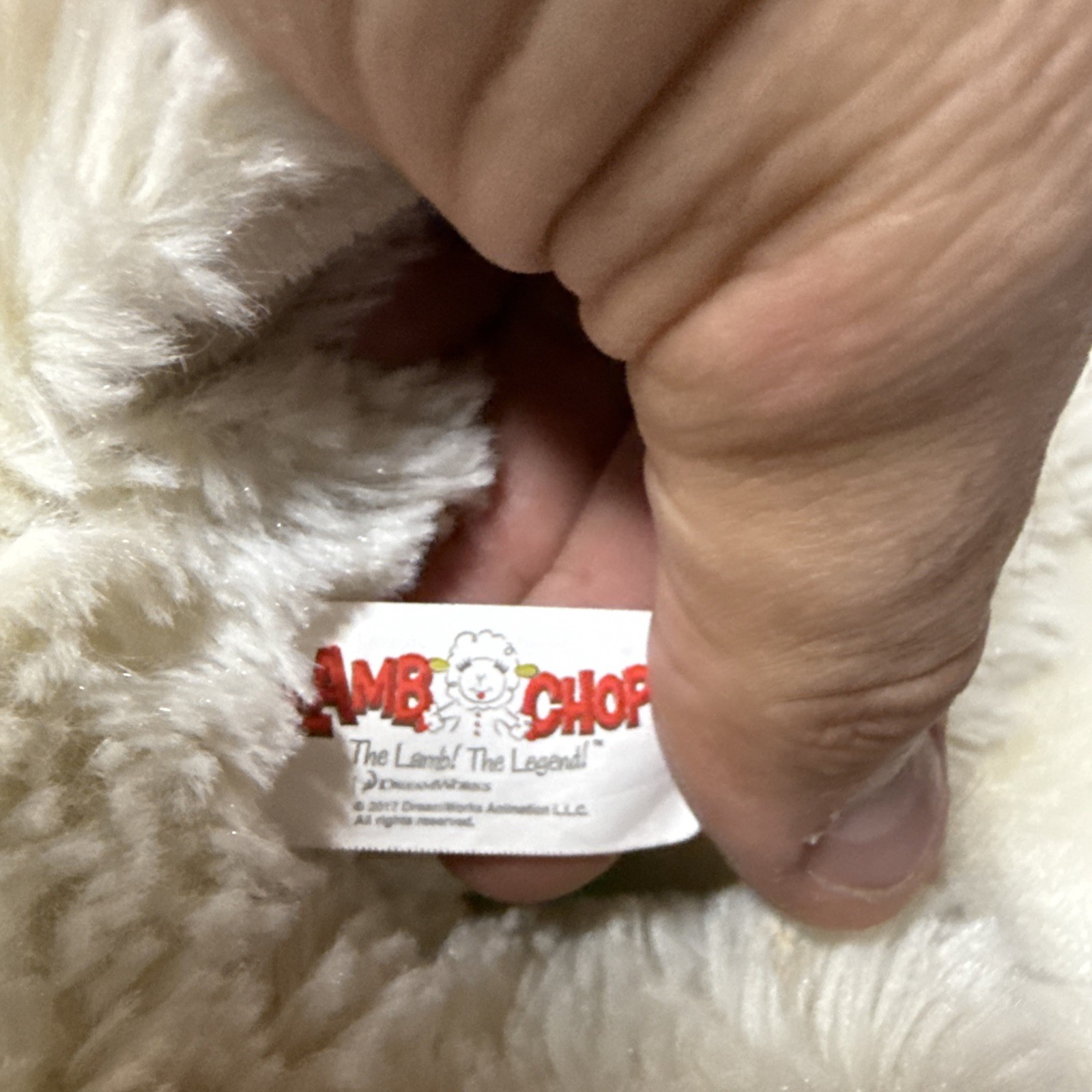 2012 Laying Lamb Chop Sock Puppet Sheep Soft Plush Stuffed Animal Toy LARGE 22"