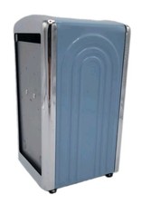 Homer Laughlin Retro Diner Napkin Dispenser Blue Chrome Restaurant 1996 Vintage