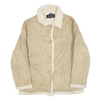 UTEX DESIGN Damen Beige Kunstfell-Jacke XL Polyesterblend Knopfverschluss