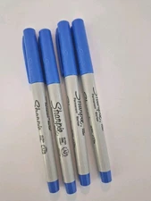 BLUE Ultra Fine Sharpie Markers Permanent Marker Lot Of 4