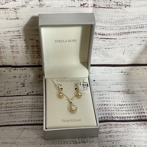 Authentic STELLA ROSE London Gold Plated CZ Necklace & Earring Set