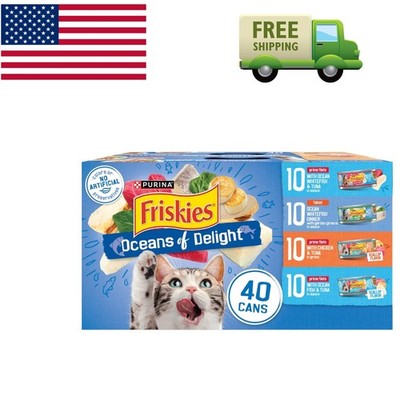 Purina Friskies Ocean Of Delight Gravy Variety Pack, Wet Cat Food, 5.5 oz Can...
