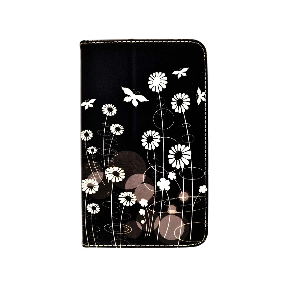 CASE FOR SAMSUNG GALAXY TAB 3 7" BLACK WHITE BUTTERFLY FLOWER PU LEATHER COVER - Image 3 of 4