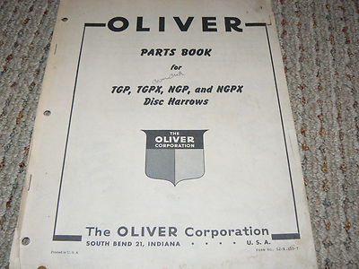 Oliver White Tractor TGP, TGPX, NGP & NGPX Disc Harrow Parts Book 